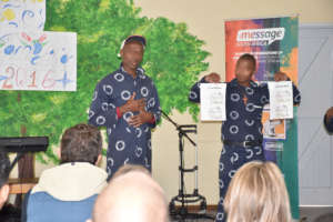 Student pitching to audience!