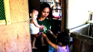 Mari with two kids