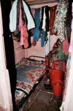 Small room in a brothel where girls are exploited