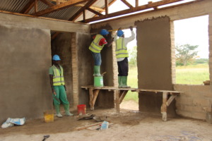 At work on a classroom interior.