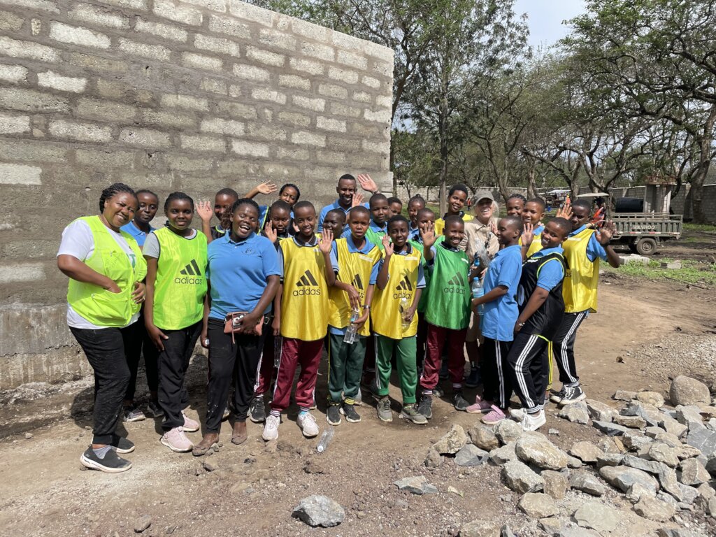 TGFT Director + girls visiting the construction.