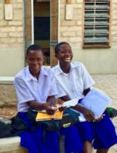 Girls studying outside.