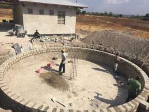 Rainwater catchment cistern under construction.