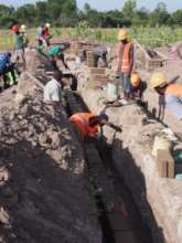 Our team working on the dormitory foundation.