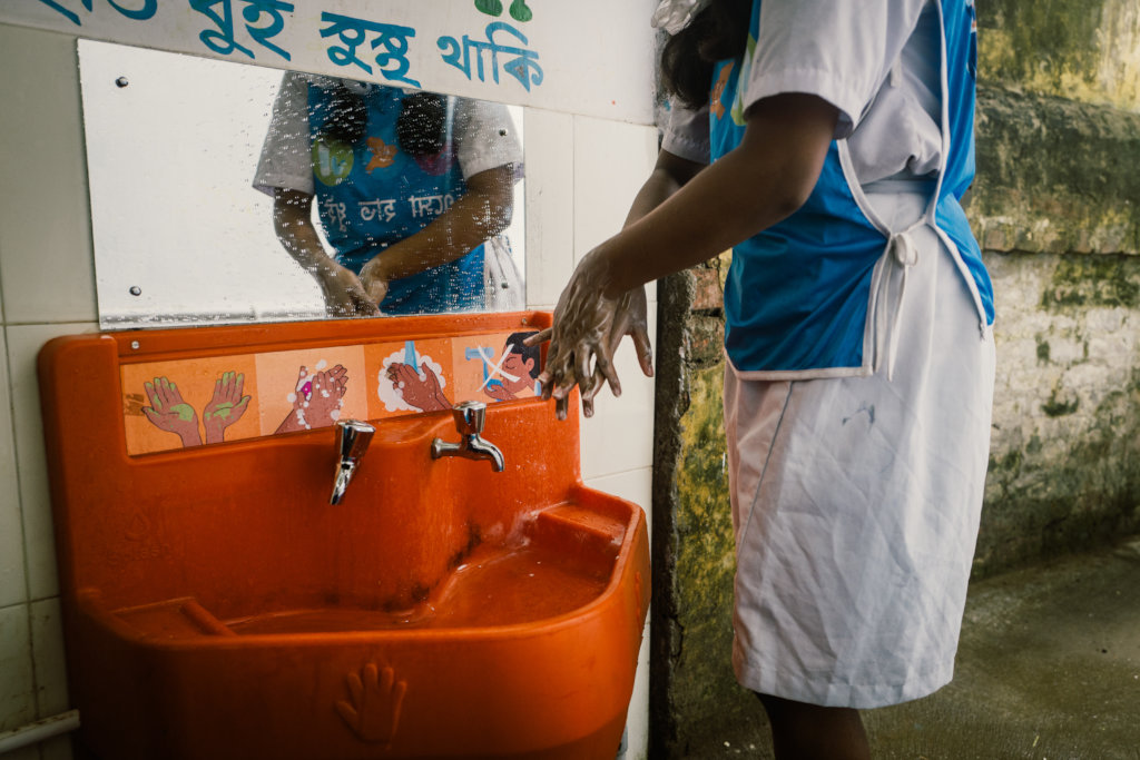Handwashing station at a school in Kolkata, India