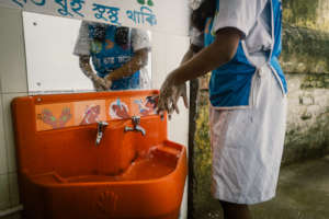 Handwashing station at a school in Kolkata, India