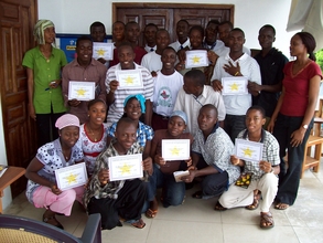 Students with certificates from the training