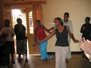 Students dance in a group house in Butare!