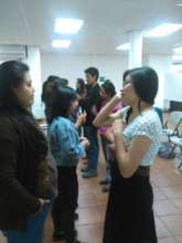 Working in pairs to practice active listening.