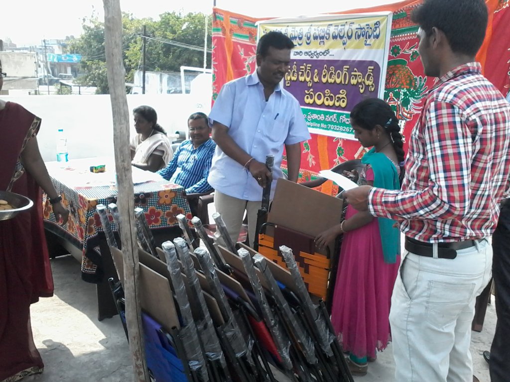 Study chairs and exam pads distributed to children