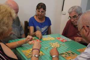 Playing bingo at the care center