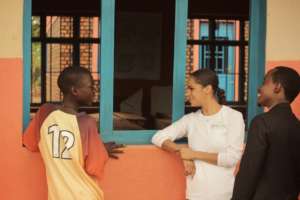 Ali visiting his new school with Misty Copeland