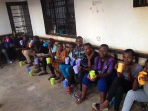 Girls eating porridge after IT class