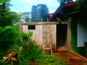 New water tank installed with restrooms below