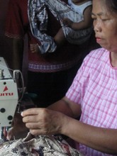 A woman sewing