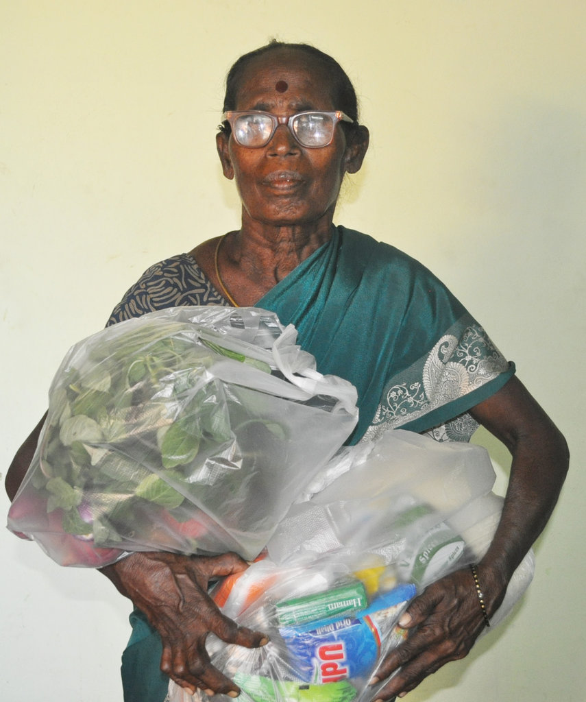 Help food groceries to poor lonely elderly women