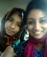 Student Huda with Fellow Aishwarya