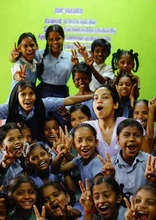 Our teacher with the kids