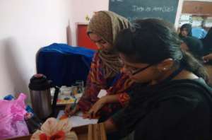 Teachers working on the project