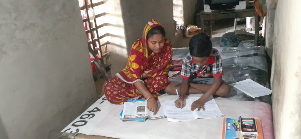 Ritwik* in studies at home with mother