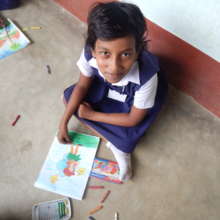 Shrestha in drawing class