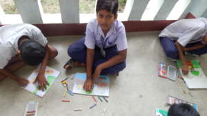 Biswanath engaged in drawing