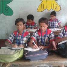 Sinjini at classroom study with friends