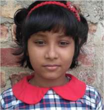 With enduring smiling eyes awaits school to open..