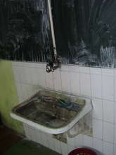 Damaged toilet sink