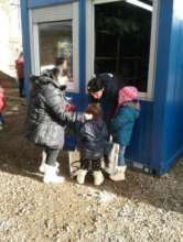 Delivery of support to the refugee family.