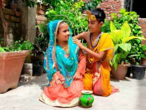 Celebrating Janmashtmi by kids
