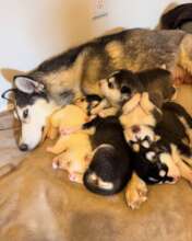 With his mom and siblings