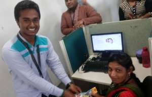 Madhu receiving Award