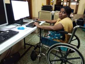 Sangeetha learning computer skills
