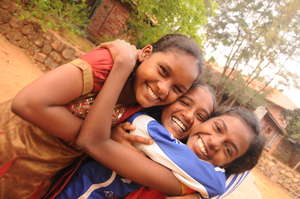 Happy faces at the camp