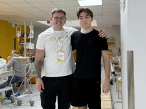 Vasyl with his therapist Volodymyr