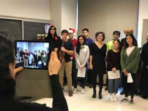 Stuyvesant students making a video message