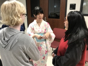 In 'yukata,' a summertime Japanese kimono.