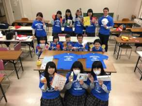 Yumoto HS students wearing their new shirts