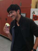 Getting ready to eat the wasabi-covered onigiri?!