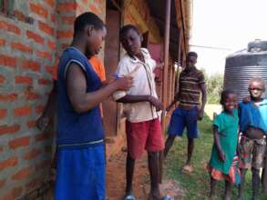 Boarding children cleaning up