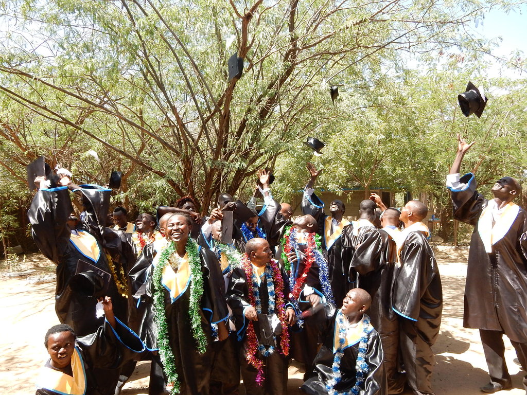 Academic schooling in a refugee camp in Kenya.