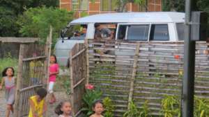 Kids running to the Feeding Location