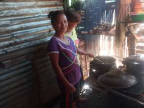 Cooking rice porridge for kids