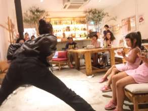 Matsui family giving a talk