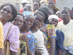 women lining at the counseling camp.