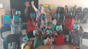 Pic 3, Making masks with their social worker