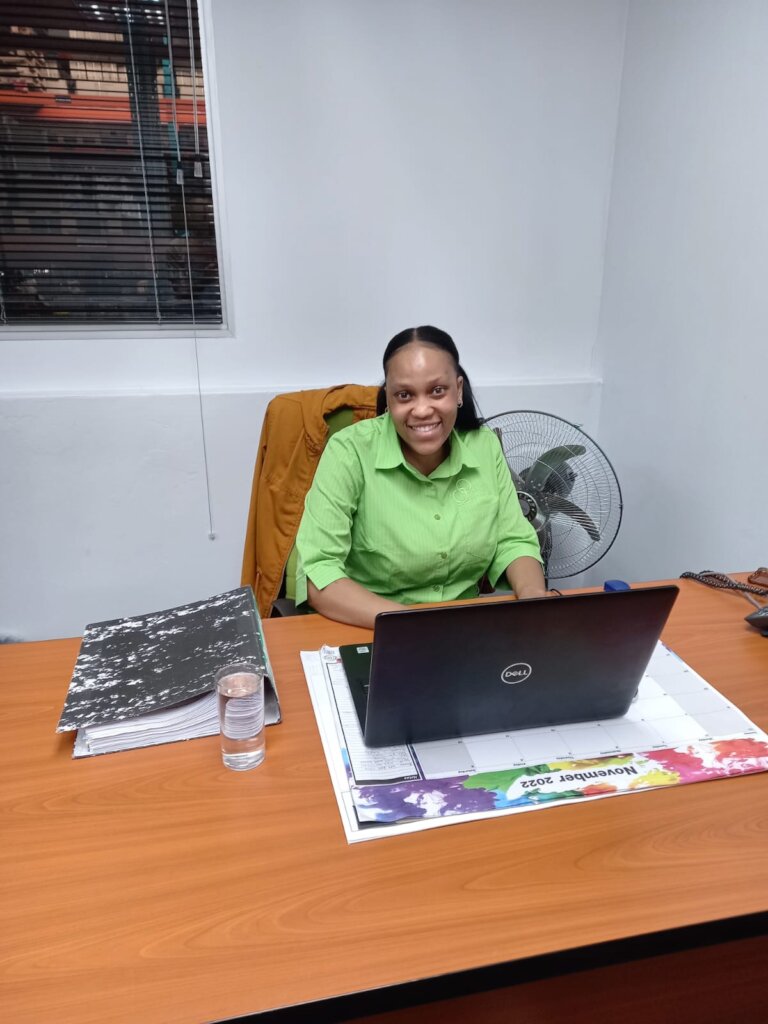 Nathalie at her HR desk.