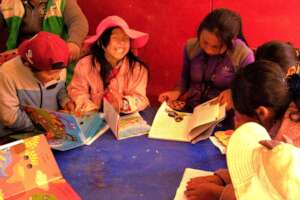 Children enjoying their books