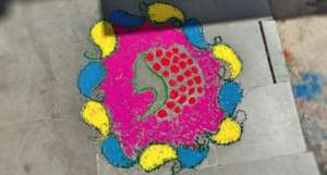 Colorful Rangoli make by Women